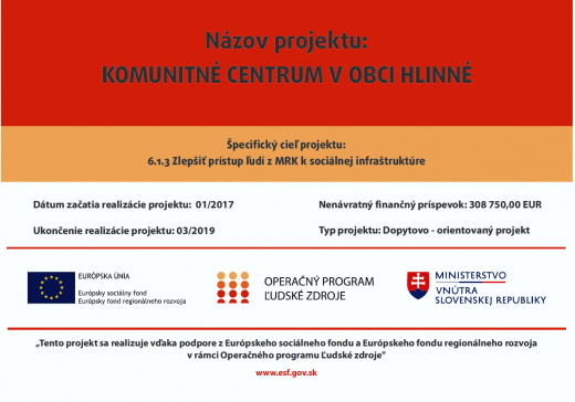 Fotka - Komunitné centrum v obci Hlinné