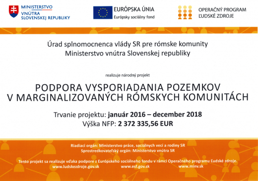 Fotka - Podpora vysporiadania pozemkov v marginalizovaných rómskych komunitách
