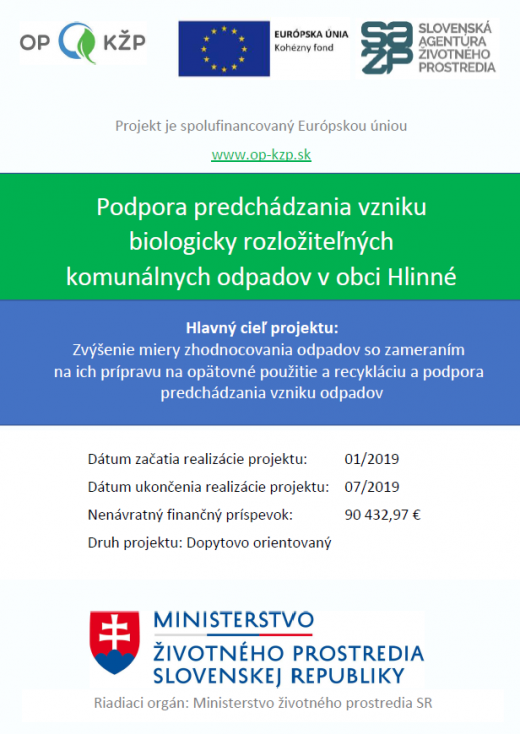 Fotka - Podpora predchádzania vzniku biologicky rozložiteľných komunálnych odpadov v obci Hlinné