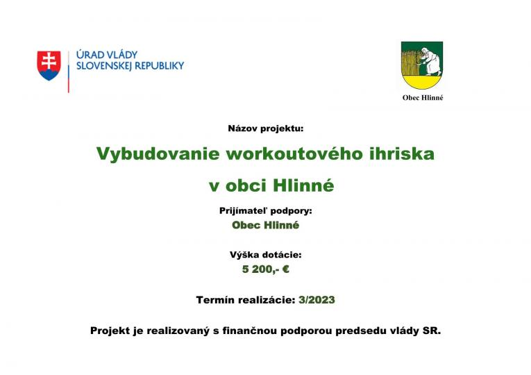 Fotka - Vybudovanie workoutového ihriska v obci Hlinné