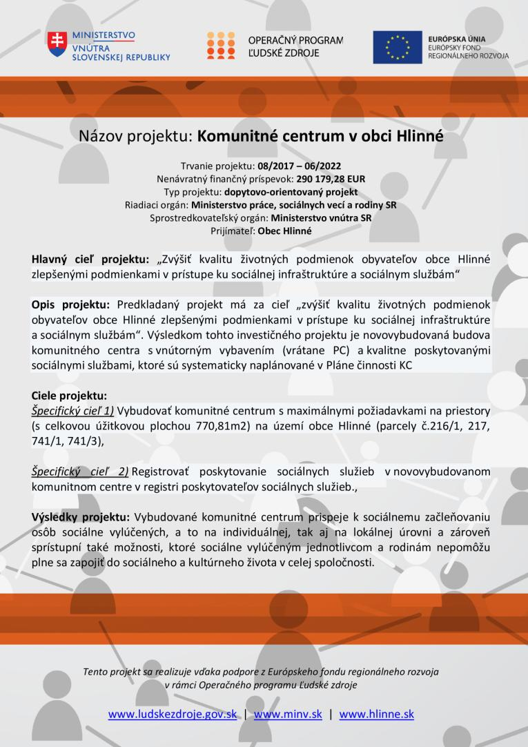 Fotka - Komunitné centrum v obci Hlinné