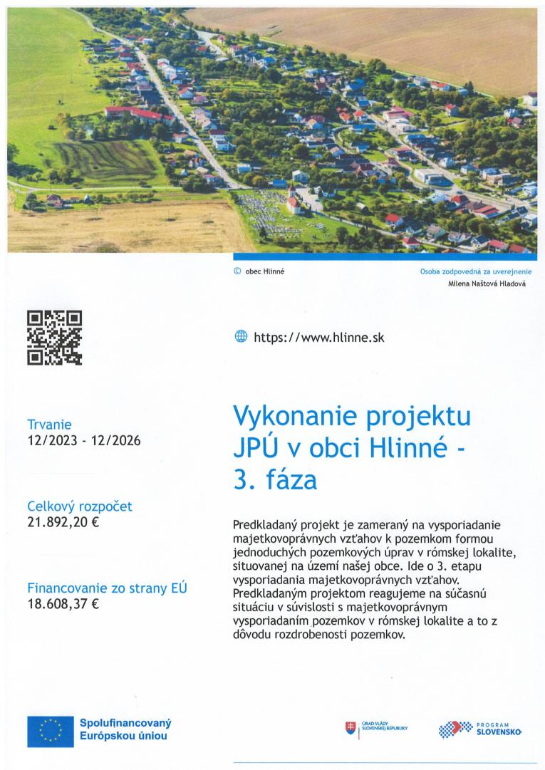 Fotka - Vykonanie projektu JPÚ v obci Hlinné 3 fáza